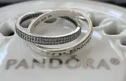 Authentic Pandora Intertwined Pandora Logo and Pavé Ring #196547CZ