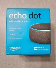 NIB Amazon Echo Dot (Alexa, Bluetooth, WIFI) 3rd Generation with Power Adapter