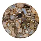 Round Resin Coffee Table Brown Agate Stone Kitchen Side Table Top for Home Decor