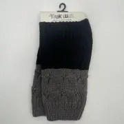 Muk Luks Black Gray Women Boot Toppers Knitted Boot Cuffs Acrylic NEW