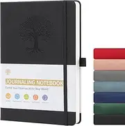 ZTOWOTO Lined Journal Notebook A5 Hardcover,Thick Journals For Writing,PU Leather Writing Notebook 192 Sheets,8.3 X 5.8'' Memo Book With Pen Loop,Elastic Bond,Journal Diary For Work,Study(Black)