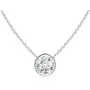 Bezel-Set Round Diamond Solitaire Necklace