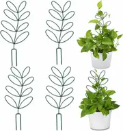 4 Pcs Indoor Plant Support, Plant leaf stand, Leaf-Shaped Trellis, Climbing Plant Support, Graden Plant Trellis for Climbing Plants (Green)