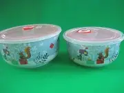 GRACE HOLIDAY COVERED DISH STORAGE CONTAINER MICROWAVE SAFE SET 2 NEW