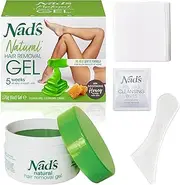 Nad's Original Natural Hair Removal Gel Wax Kit, Waxing Kit for Body, Arms, Bikini, Legs and Face, No-heat Formula, Includes 1 Spatula, 5 Reusable Cotton Strips, 3 Cleansing Wipes, Gel Wax 170g