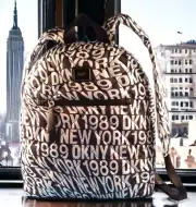 NWT DKNY Womens LYLA Quilted Black White Softshell Zip BACKPACK Adjustable Gift