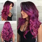 Wig cap Colourful Wig Cosplay Costume Wig Long Natural Loose Wavy Red Mixed Purple Wigs for Women and Girls