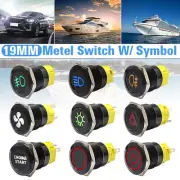 19mm LED Light Push Button Smart Switch ON/OFF 12V/24V Marine Boat Truck RV Car