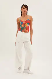 White Cargo Pants Relaxed Wide Leg - Size 8, Women's Cargo Pant