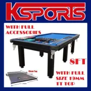 PUB SIZE POOL TABLE 8FT SNOOKER BILLIARD TABLE 6 LEGS WITH 19MM TABLE TENNIS TOP