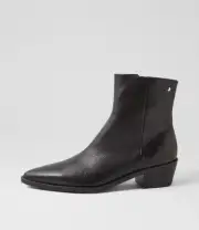 New Django & Juliette Demps Black Leather Ankle Boots Womens Shoes Casual