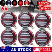 6X 5.5" Round LED Tail Light Sequential Indicator Reverse Stop Trailer Truck UTE