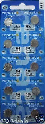 10 Renata 399 SR927W AG7 SR57 SR927 V399 D399 0% MERCURY Batteries