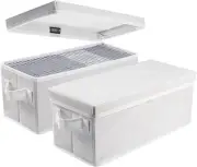 CD Storage Boxes With Lids- Pack of 2 CD Case Storage- 13.2" x 5.9" x 5.3", C...