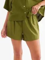 Edited Women's Elasticated Waist Short with Side Pockets, Green, Size 16