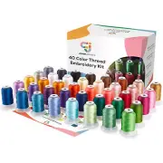 JumblCrafts 40 Color Embroidery Thread Kit – Spools of 500M Thick Thread