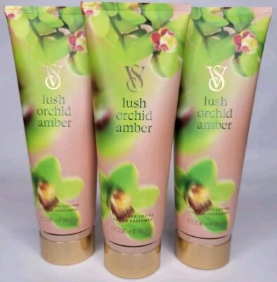 3 VICTORIA'S SECRET LUSH ORCHID AMBER FRAGRANCE LOTION 8 FL OZ