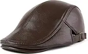 KJIASDFE Winter Hats,Men Leather Newsboy Beret Sheepskin Golf Hat Caps Keep Warm Autumn & Winter Dark Coffee