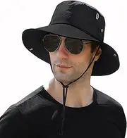 [Muryobao] Men Sun Hat Summer Wide Brim UPF 50+ Breathable Boonie Hats Waterproof Foldable Safari Cap
