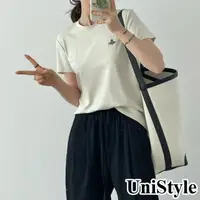 在飛比找momo購物網優惠-【UniStyle】短袖T恤 韓版星球刺繡天絲雙面棉上衣 女