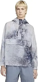 [Nike] Women's Sportswear Woven Wave Dye Pullover Windbreaker Jacket, Gridiron/Diffused Blue, M Regular US
