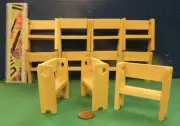 One wood bench unfinished 2 1/4''H x 2 1/2''W Accessories 1:18 Scale DIORAMA