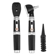 2 in 1 Professional Diagnostic Ear Eye Care LED Fiber Otoscope Ophthalmoscope Tool Sets Black