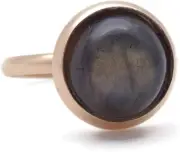 Mariana Labradorite Mineral Stone Cabochon Gold Plated Adjustable Ring M55 NEW