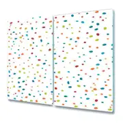 Tempered Glass Bread Serving Board Worktop Saver Dots Colourful 2x30x52