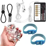 Fineim BDSM Electrostimulation Current Device Testicles Bondage Gay Electrostimulation Set Penis Stick Ball Loop with Remote Control Torture Sex Toy Massager for Women Men Couple