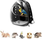Mofish Bird Carrier Backpack Pet Parrot Carry Bag Travel Bag Transparent Breathable Space Capsule Backpack 360° Sightseeing with Standing Perch for Cat Puppy Rabbit