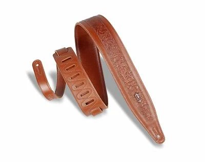 Levy's - M317FG-TAN - 2.5" Leather Guitar Strap Florentine Emboss Design - Tan