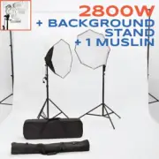 4 Head x 4 Bulbs 80cm Octagon Soft Box Lighting Kit 80cm with 1 Backdrop 3 x 6m