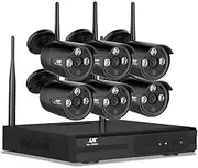 UL-TECH 1080P Full HD 8 Channel NVR Video Security Wireless Bullet Camera, Black