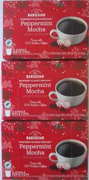 3 BOXES BARISSIMO PEPPERMINT MOCHA COFFEE K-CUPS 12-POD BOX