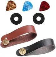 Frediuo 3x Guitar Strap Lock Guitar Strap Button,PU Leather, Guitar Neck Strap Link, Headstock Adapter for Acoustic