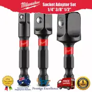 Milwaukee 3 Piece Shockwave Hex Shank Impact Socket Adapter Set 1/4 In Hex Drive