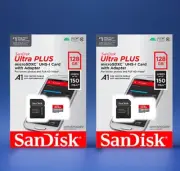 Lot of 2 X 128GB Sandisk Ultra Plus MicroSDXC UHS-I Cards W/adapter 150 MB/s