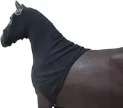 Full Face Horse Head Hood Comfortable Horse Covering Blanket All-Covered Soft Fleece Horse Cover with Zipper Warming Hood for Horse Head and Neck Protection (Black-L)