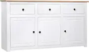 Sideboard White 135x40x80 cm Solid Pinewood Panama Range,Buffets & Sideboards 29KG-282705