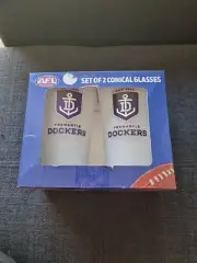 Official AFL Fremantle Dockers Frosted Conical Glass Set 2 x 500ml BNIB