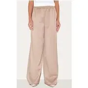 Mushroom Woven Elasticated Waist Wide Leg Pant, Mushroom