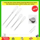 Mini Wire Kitchen Whisks Small Egg Whisk Gravy Sauce Mini Whisk Silver 4 Pack