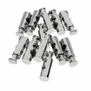 10 x Metal Toggle Cord Locks with Spring - Stopper Toggle Lock Ends Silver