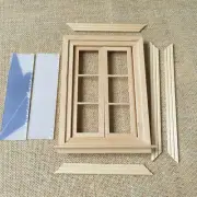 1:12 Dollhouse Miniatures Wooden 6 Pane Window European Style Bedroom Furniture