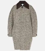 [Bottega Veneta] Bottega Veneta Chevron wool and mohair-blend bouclé coat AU 12 brown