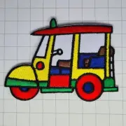 Cartoon Tuk Tuk Iron on Patch Raya 3 Wheels Vehicle Taxi 3.5×2.5×0.1 cm (0.4 g)