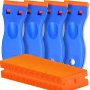 4 Pcs Plastic Razor Blade Scraper and 100 Pcs Blades, Remove Label Decal Tool， F