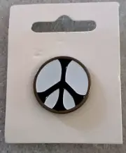 Vtg Anti War Black & White Peace Sign Pin Original 2000's New NOS