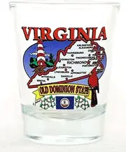 Virginia State Elements Map Shot Glass Glassware